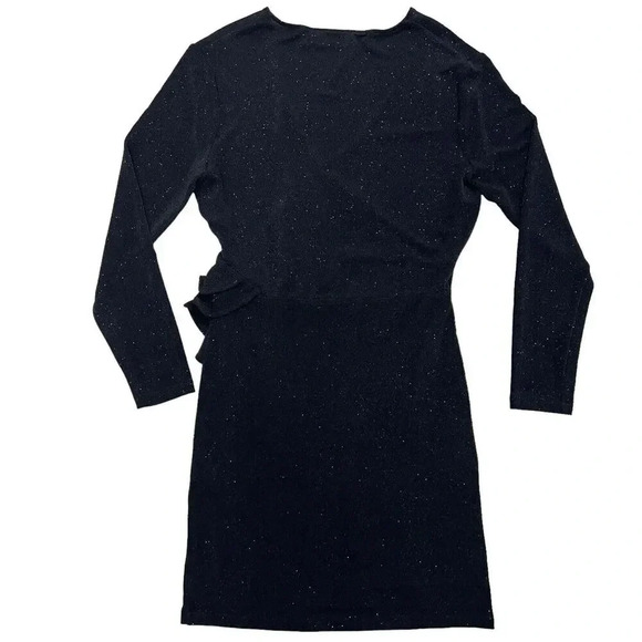 IRO Hime Shimmer Ruffle Bodycon Dress Wrap Black Sparkle Cocktail Size 42/XL - Picture 6 of 11
